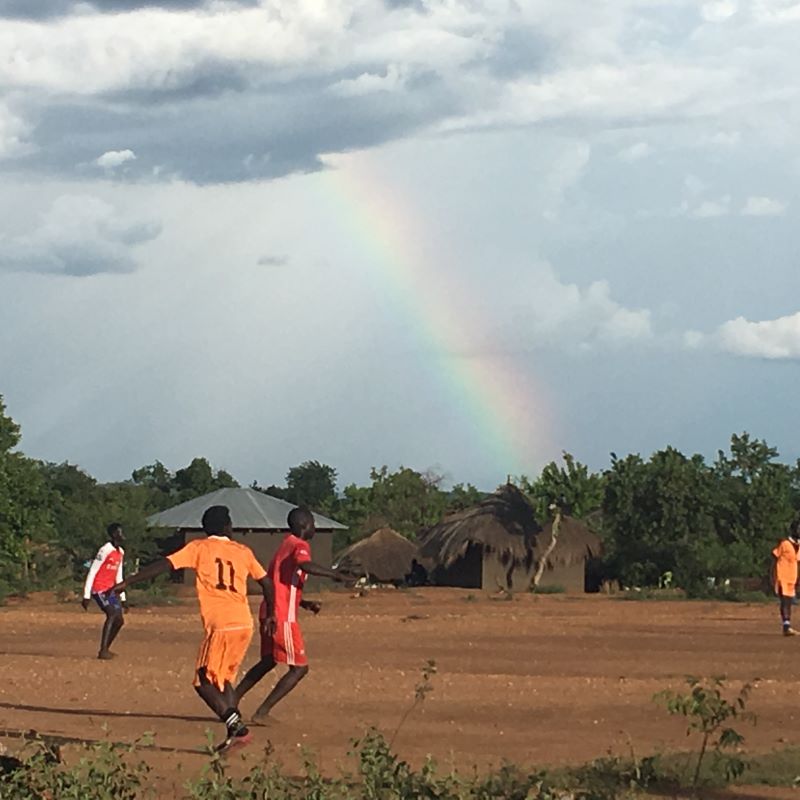Soccer game, Bidi Bidi refugee camp, Uganda (photo by Jay Carney)