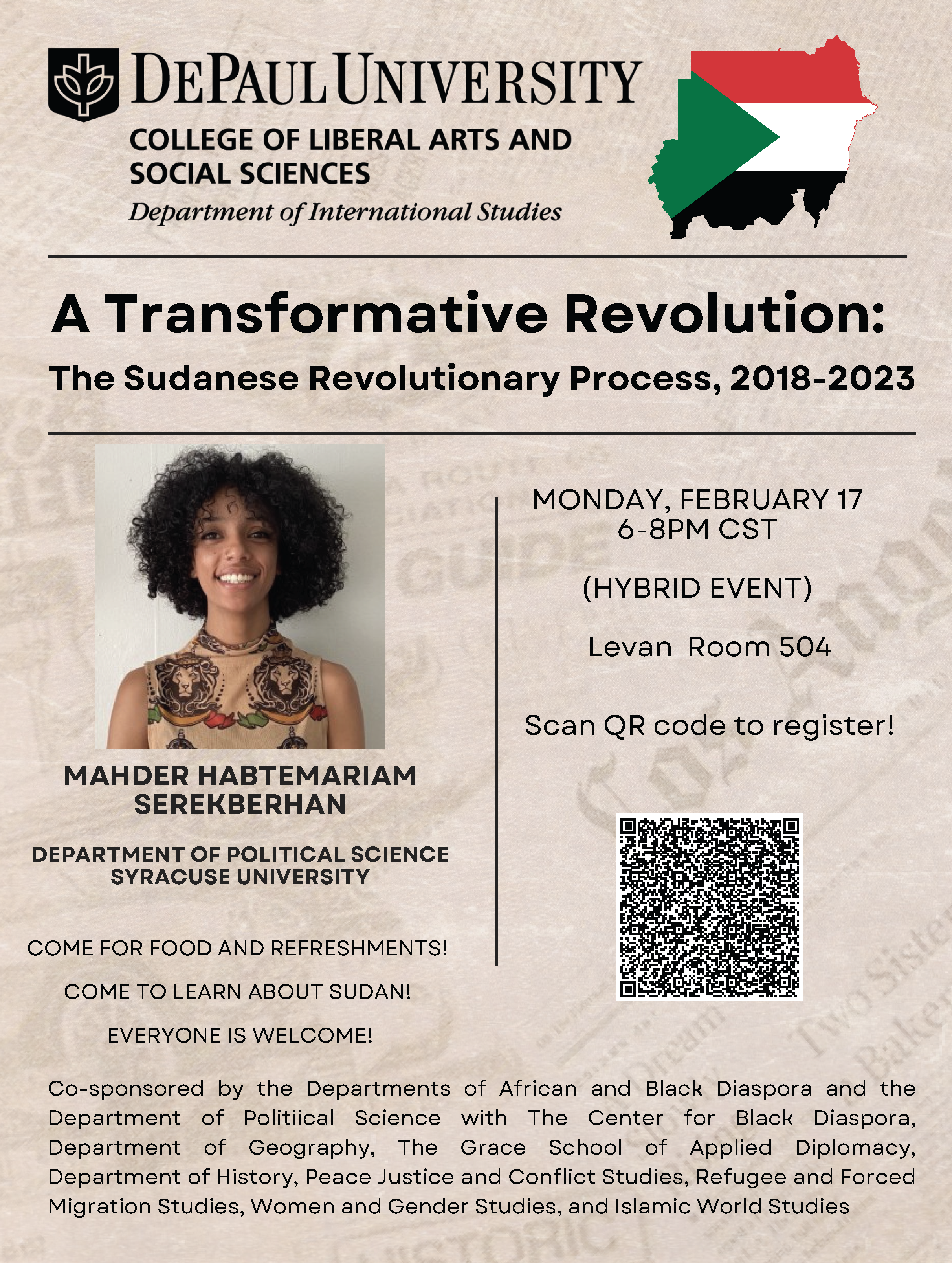 Flyer for A Transformative Revolution about the Sudanese Revolution