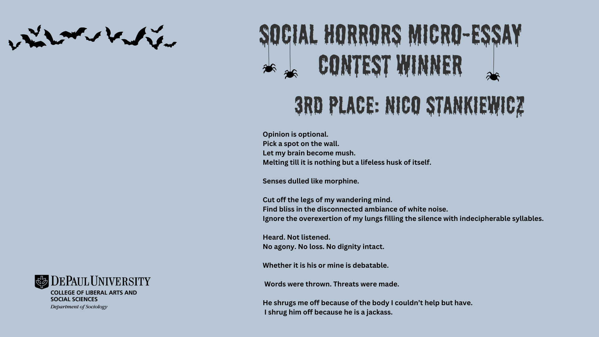 Social Horrors Essay Contest 3rd Prize