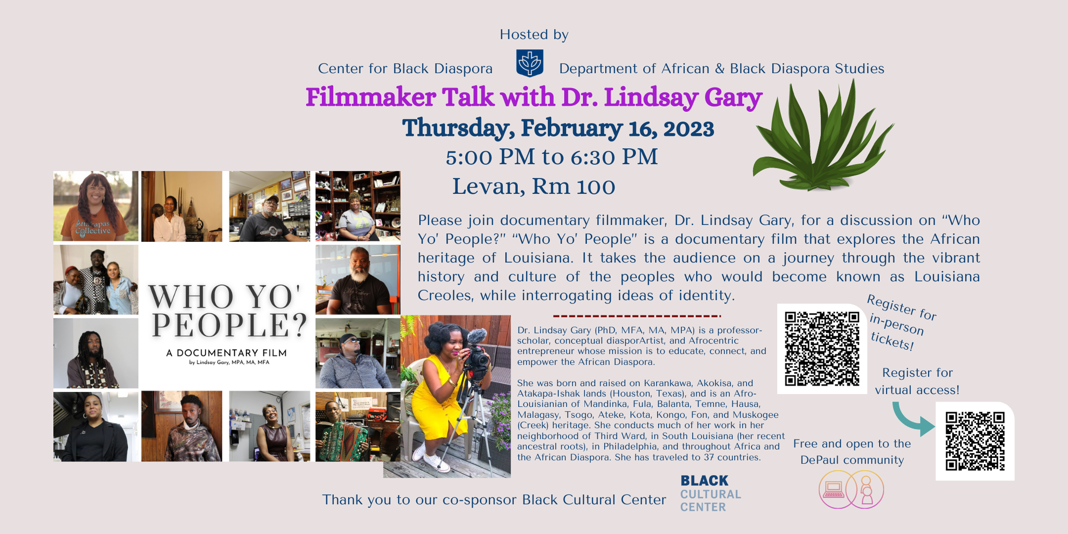 Filmmaker Talk with Dr. Lindsay Gary on February 16, 2023