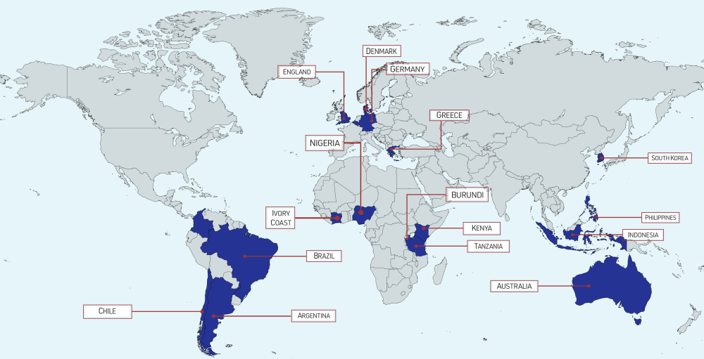 Map of our visiting scholars' home countries