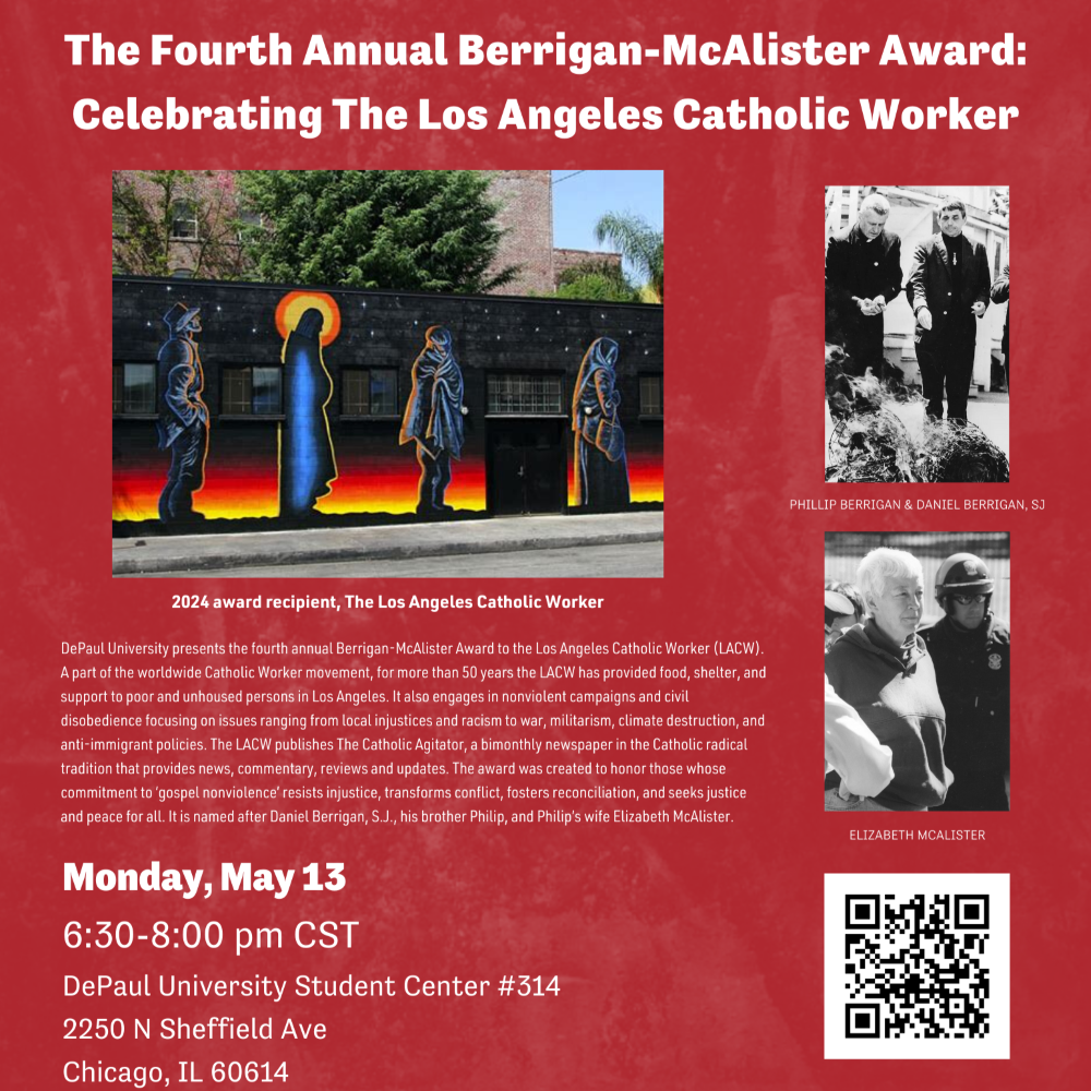 4th Annual Berrigan-McAlister Award event flyer